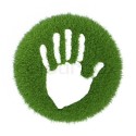 print human hands on the green grass